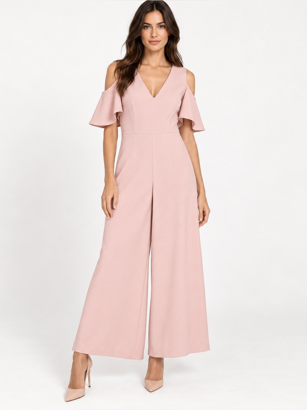 Karl Lagerfeld Paris Blush Pink Cold Shoulder Jumpsuit Size 0